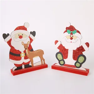 High Quality Wooden Christmas Ornaments Santa Claus Deer Ornament Table Decoration Gifts
