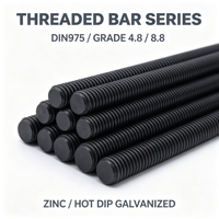 DIN975 Threaded Rod Grade 4.8/8.8 Carbon Steel Fully Threaded Stud Zinc Plated Black Finish Construction Fastening