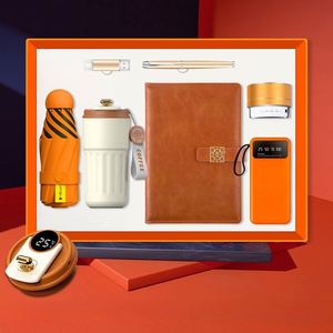 Best Selling Promotional PU Leather Gift Box Silk Screen Printing Custom Logo <b>Coffe</b> Cup Umbrella Flash Disk Speaker <b>Set</b> - Product Image 3