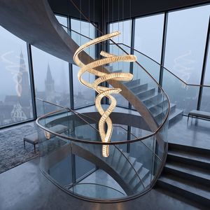 Lampadario a Sospensione Moderno in Acciaio Inox e Cristallo K9 di Lusso per Hotel, <span class=keywords><strong>Soggiorno</strong></span> e Villa - Product Image 5