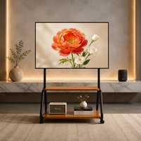 Support TV mobile Sanwei style artistique, chariot en acier robuste et épaissi sur roulettes pour salon, bureau, salle de formation, 75 pouces – Grande Vente