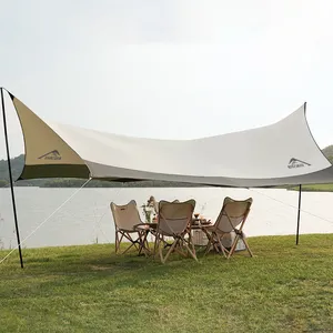 Lona de acampamento ao ar livre, tela solar revestida de prata com cobertura e sombra à prova de chuva ultra-leve para acampamento, piquenique