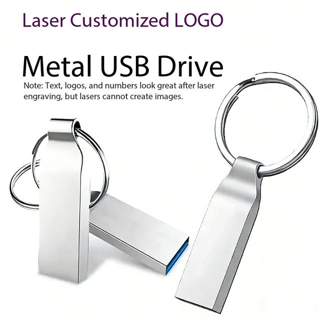 New Design Metal USB Sticks 2GB-128GB Pendrive Memories Cle Memory Bulk Key Ring Custom Logo 2.0 3.0 USB Sticks