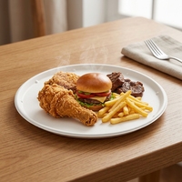 Développement personnalisé de diverses formes et tailles d'assiettes biodégradables pour hamburgers, frites, sauces barbecue, accompagnements et pizzas