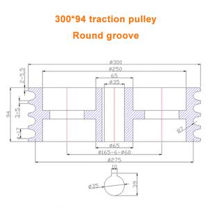 D300 * 94 v-belt katrol terkemuka Multi Groove dengan 4 alur tersertifikasi isostat untuk aplikasi menggambar kawat - Product Image 2