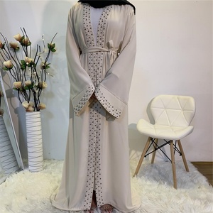 1838# Hot Sale Open Abaya for Women Fashion Handmade Pearls Women Muslim Eid Ramadan Abaya Dubai Islamic <b>Kaftan</b> Wholesale - Product Image 6