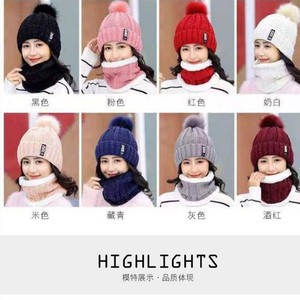 Winter Korean Style Knitted Wool <b>Hat</b> <b>Set</b> With <b>Scarf</b> Fleece Lined Warm Windproof For Women 2 Piece <b>Set</b> 54-56cm - Product Image 4