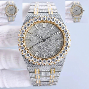 Luxury Men's Stainless Steel Wrist <b>Watches</b> Iced Out Hip Hop Moissanite Automatic <b>Mechanical</b> Glass Dial 10 Bar Water Resistant - Product Image 1