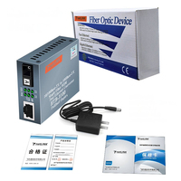 SIXIANTO HTB-3100AB Convertidor de Medios de Fibra Monomodo Simplex de 25 km y 10/100 Mbps, Equipo de Fibra Óptica