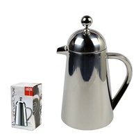 Cafetière à piston en acier inoxydable à double filtre de 12 oz avec couvercle, isolation thermique et infuseur à thé pour la cuisine