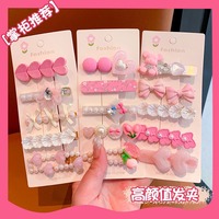Set Jepit Rambut Kain Halus Desain Baru Gaya Korea Modis 5pc/set Buatan Tangan Lucu Kartun Cinta Jepit Rambut Gaya Manis Poni untuk Anak Perempuan