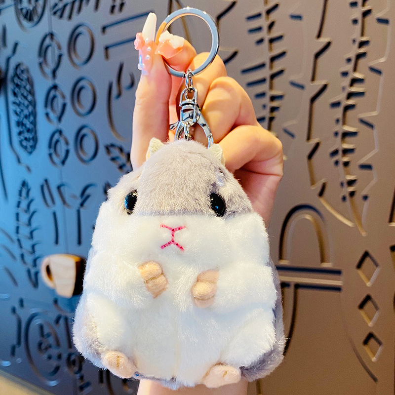 ハムスター プリン チャーム ぬいぐるみミニハムスターキーリングキーホルダーポンポン
