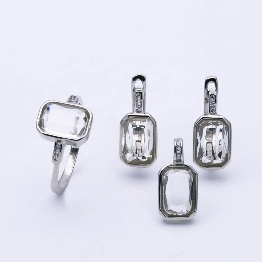 DiFeiYa cheap wholesale iced out silver 925 cubic zircon jewelry sets gem stone rings earring pendant necklace for women
