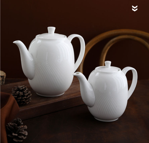 Service à thé et café en céramique blanche élégante avec logo personnalisé, théière, cafetière, tasse, soucoupe, crémier pour hôtel, restaurant, cadeau de mariage - Product Image 6