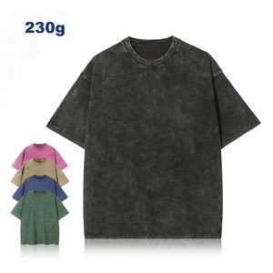 230 जीएसएम कपास ओवरसाइज ड्रॉप कंधे ढीले सादे टी शर्ट कस्टम लोगो कपास पहनने वाली विंटेज महिला पुरुषों टी-शर्ट - Product Image 2