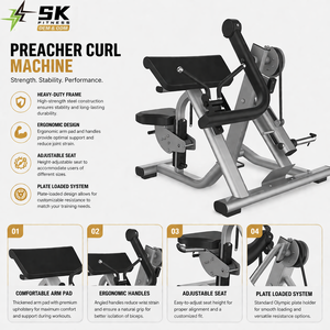 <span class=keywords><strong>Machine</strong></span> à curls biceps SK-Bicep, équipement d'entraînement <span class=keywords><strong>de</strong></span> force à charge libre, acier Q235 <span class=keywords><strong>de</strong></span> 3,0 mm pour l'isolation musculaire des bras - Product Image 4