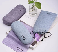 Logo personnalisé Vente en gros de tissus en lin Qualité optique Etui à lunettes en métal dur Rectangle Tissu Cordon Sac à lunettes Spectacle