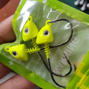 Umpan pancing buatan, kepala penuntun jig memancing tugas berat, dijual Jig kepala 3D mata