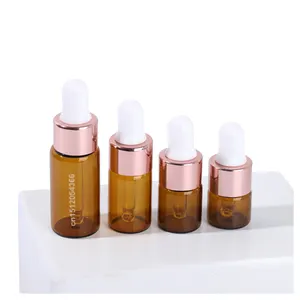 1ml 2ml 3ml 5ml amber/clear/pink essential oil glass dropper bottle empty perfume oil bottles