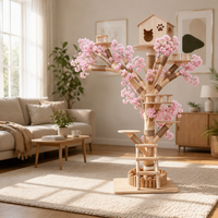 Arbre à chat en bois véritable à texture d'écorce naturelle, design branche, idéal pour l'escalade, le grattage et le jeu des chats d'intérieur - Vente chaude