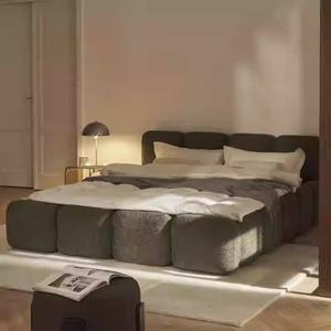 Французский роскошный современный татами из мягкой ткани, деревянная двуспальная кровать размера «<span class=keywords><strong>king</strong></span>-Size», японская напольная кровать на платформе, мебель для спальни - Product Image 3