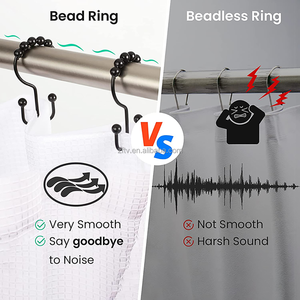 Anneaux de <span class=keywords><strong>rideau</strong></span> de douche, crochets de <span class=keywords><strong>rideau</strong></span> de douche à Double glissière en métal <span class=keywords><strong>pour</strong></span> tringles de douche de salle de bain - Product Image 2