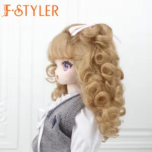 Fstiler Mohair encaracolado realista pequeno mini Bjd 18 Polegada personalizado atacado venda a granel acessórios para boneca Barbie BJD peruca de cabelo