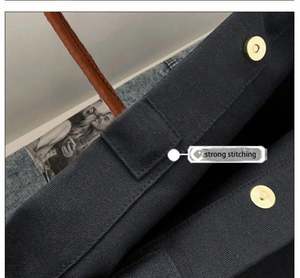 Elegante Bolso Tote de Lona de Algodón con Asas de Cuero, Bolso de Compras con Estilo - Product Image 2