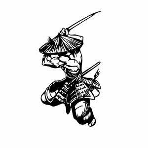 Sculpture murale en métal samouraï avec épée katana, sculpture suspendue moderne <span class=keywords><strong>d</strong></span>'inspiration asiatique pour la <span class=keywords><strong>décoration</strong></span> militaire de la maison - Product Image 1