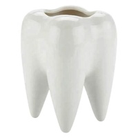 Pot de fleurs en céramique blanche écologique en forme de dent, porte-stylo moderne en porcelaine, organisateur de bureau, cadeau d'affaires