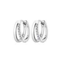 Boucles d'oreilles créoles unisexe double couche en zircon, style minimaliste ton froid, de haute qualité, pour la guérison des oreilles, tendance, vente en gros