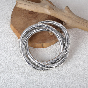 Exaggerated Multi-Layer <b>Stretch</b> <b>Bracelet</b> Retro Stainless Steel Layered Spring Cable Twisted Design - Product Image 3