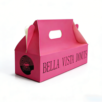 Boîte à gâteau rose portable avec fenêtre transparente, boîte personnalisée pour beignets et gâteaux roulés, conteneur alimentaire de qualité pour pâtisserie à emporter pour les fêtes