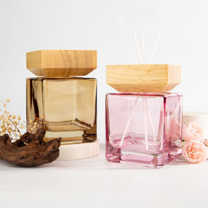 Botella de perfume difusora de aromaterapia cuadrada al por mayor tamaños grandes botella difusora de caña vacía de 500Ml con tapa de madera - Product Image 5