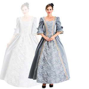 European American Medieval Court Dress With Lace Patchwork <b>Bell</b> Sleeves Stage Performance <b>Costume</b> Women <b>Adult</b> - Product Image 1