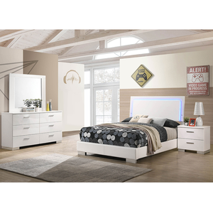 White High Gloss 4-piece Full Wood <b>Convertible</b> Luxury Modern Bedroom Set - Product Image 1