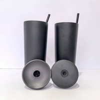 Nouvelle tasse isotherme en acier inoxydable à double paroi de 16 oz, 20 oz, 24 oz, avec double couvercle, bouteille d'eau populaire, tasse à café isolée, tasse anti-fuite