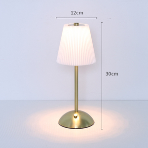 Modern Brass Table Lamp Off-White Crystal Bell Shade Ruffle Design 30cm Soft Warm White LED <b>Push</b> <b>Button</b> <b>Switch</b> for Bedroom Decor - Product Image 2