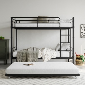 Cama <span class=keywords><strong>litera</strong></span> moderna de tamaño individual con cama nido extraíble, estructura metálica para niños, para dormitorio, apartamento, escuela u hotel - Product Image 2
