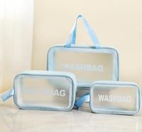 Pochette de toilette transparente en PVC imperméable portable pour voyage, fermeture éclair, pour femmes, trousse de maquillage, cosmétique