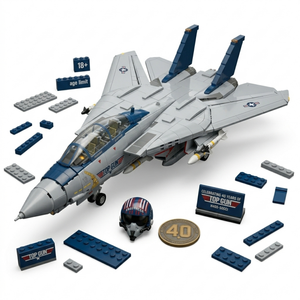 Set de Bloques de Construcción MOC del Avión de Combate F-14 Tomcat - Edición Aniversario de 1250 Piezas, Modelo de Avión para Armar, Juguete de Ladrillos para Adultos - Product Image 4