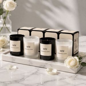 เทียนหอมอโรมาเธอราพีในขวดแก้วทรงกระบอกสไตล์มินิมอล MW ของตกแต่งบ้าน - Product Image 3