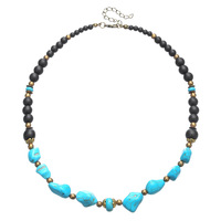 Nouveau Collier Unisexe Transfrontalier en Chaîne de Bambou Turquoise, Style Géométrique Punk, Fait Main, Design de Niche Européen-Américain avec Pierre, Hip-hop