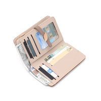 Dompet Koin Kulit PU Portabel Kecil Wanita dengan Penutup Kancing, Dompet Pendek & Tempat Kartu (Hitam)