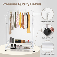 Porte-vêtements autoportant double rangée, du sol au plafond, pour chambre à coucher, séchage et rangement domestique