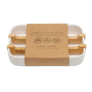 NO PLASTIC Handmade High Quality Healthy Bathroom Bamboo Eco Friendly Soap Dish Customs Draining Soap Holder Tray