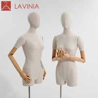 Maniquí Femenino de Medio Cuerpo Lavinia, Modelo de Exhibición de Clavícula en Tela de Lino de Bambú para Escaparates de Tiendas de Ropa y Boutiques