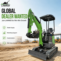Mini-excavatrice compacte LAWNIO 18L avec cabine, 1,4 tonne, commande par pilotage, chenilles en caoutchouc, pour travaux en espace restreint, usage professionnel