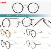 FW 2335 Montures de lunettes pour femmes et hommes, lunettes optiques de haute qualité en métal et acétate, logo personnalisé, monture ronde