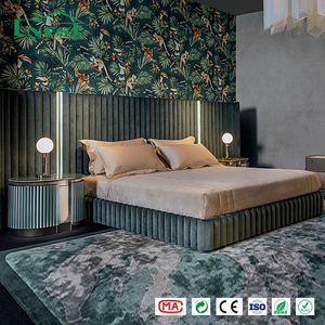 <span class=keywords><strong>Letto</strong></span> King Size Moderno di Lusso in Velluto Premium con <span class=keywords><strong>Testiera</strong></span> Illuminata, Set Camera da <span class=keywords><strong>Letto</strong></span>, Soluzione Arredamento Completa per Progetti Villa - Product Image 1